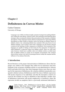 Definiteness in Cuevas Mixtec Carlos Cisneros University of Chicago