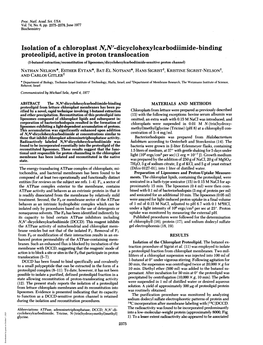 Isolation of a Chloroplast N,N'-Dicyclohexylcarbodiimide