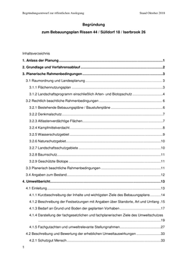 Begründung Zum Bebauungsplan Rissen 44 / Sülldorf 18 / Iserbrook 26