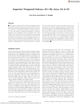 Superior Temporal Sulcus—It's My Area: Or Is