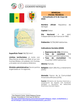 SENEGAL FICHA TÉCNICA -Actualizada Al 14 De Mayo De 2020