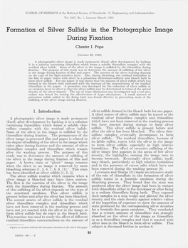 Formation of Silver Sulfide in the Photographic Image During Fixation