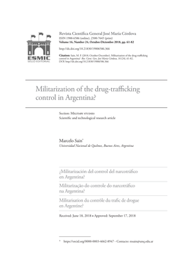 Militarization of the Drug-Trafficking Control in Argentina? Rev
