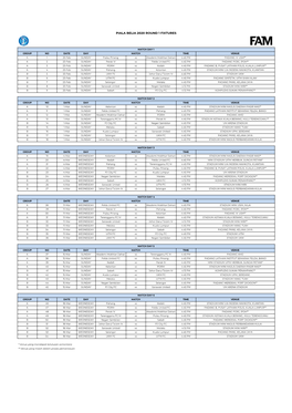 Piala Belia 2020 Round 1 Fixtures