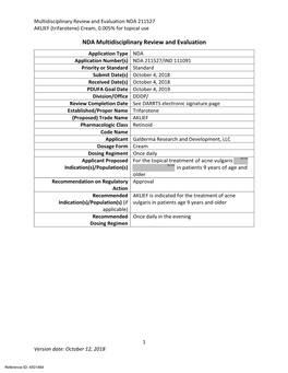 NDA Multidisciplinary Review and Evaluation