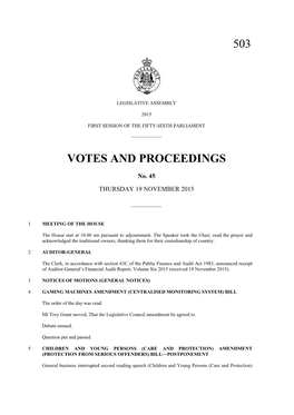 503 Votes and Proceedings