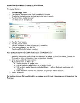 Install Overdrive Media Console for Ipad/Iphone from Your Device… 1