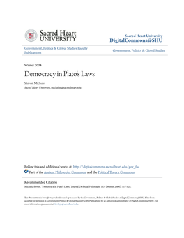 Democracy in Plato's Laws Steven Michels Sacred Heart University, Michelss@Sacredheart.Edu