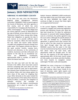 January 2020 NEWSLETTER NRWMAC VS MONTEREY COUNTY Habitat