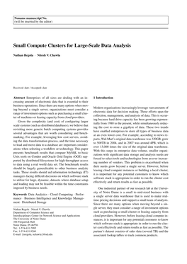 Small Compute Clusters for Large-Scale Data Analysis