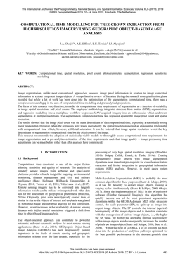 Computational Time Modelling for Tree Crown Extraction from High Resolution Imagery Using Geographic Object-Based Image Analysis