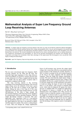 Mathematical Analysis of Super Low Frequency Ground Loop Receiving Antennas