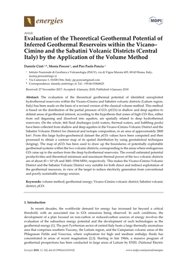 Cimino and the Sabatini Volcanic Districts (Central Italy) by the Application of the Volume Method