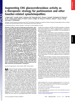 Augmenting CNS Glucocerebrosidase Activity As a Therapeutic Strategy for Parkinsonism and Other Gaucher-Related Synucleinopathie