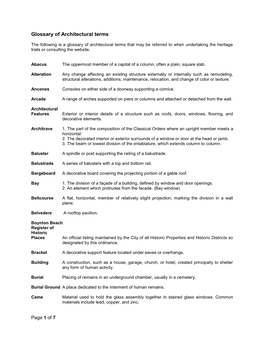 Glossary of Architectural Terms