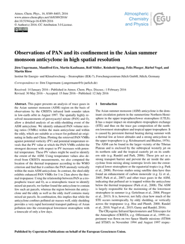 Observations of PAN and Its Confinement in The