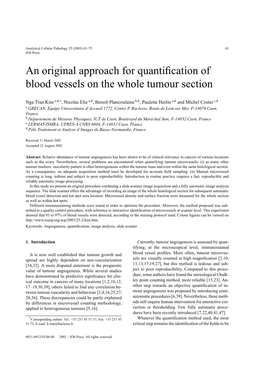 An Original Approach for Quantification of Blood Vessels on the Whole