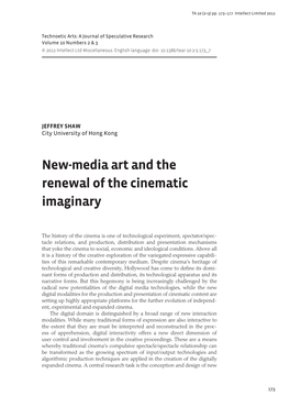 New-Media Art and the Renewal of the Cinematic Imaginary