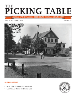 THE PICKING TABLE Journal of the Franklin-Ogdensburg Mineralogical Society
