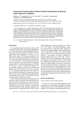 Structural Transformation of Boron Nitride Nanoparticles in Benzene