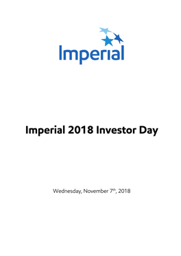 Imperial 2018 Investor Day