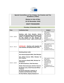 Special Committee on Tax Crimes, Tax Evasion and Tax Avoidance (TAX3)