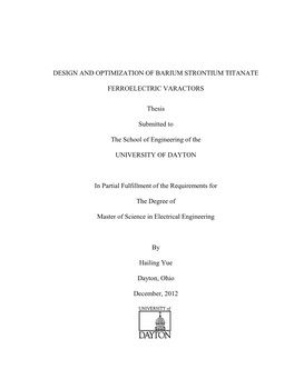 Design and Optimization of Barium Strontium Titanate