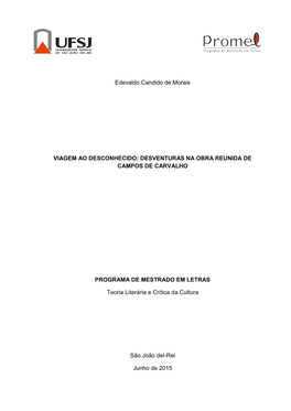 Viagem Ao Desconhecido: Desventuras Na Obra Reunida De Campos De Carvalho