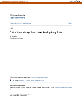 Critical Literacy in a Global Context: Reading Harry Potter