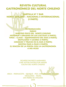 Cartilla Nº 7 Bar Norte Chileno – Nacional E Internacional (I Parte)