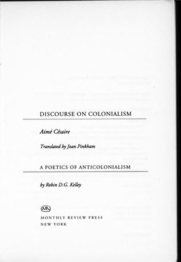 Discourse on Colonialism- Cesaire