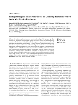 Histopathological Characteristics of an Ossifying Fibroma Formed in the Maxilla of a Racehorse