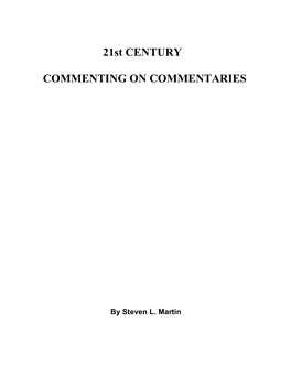 21St CENTURY COMMENTING on COMMENTARIES: the BEST HELPS for UNDERSTANDING the BIBLE