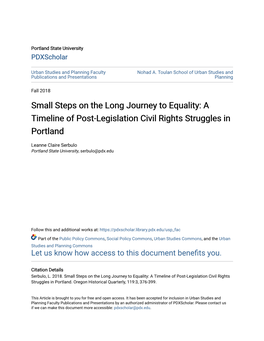 A Timeline of Post-Legislation Civil Rights Struggles in Portland