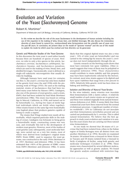 Evolution and Variation of the Yeast (Saccharomyces) Genome