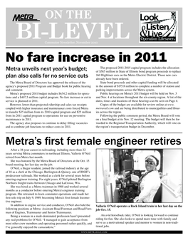 No Fare Increase in 2011