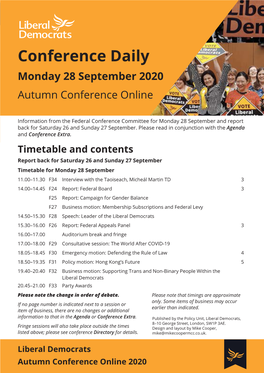 Conference Daily Monday 28 September 2020