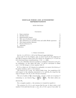 Modular Forms and Automorphic Representations