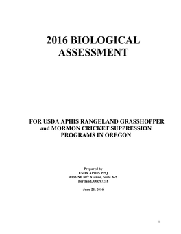 Grasshopper Biological Assessment