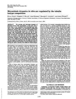 Microtubule Dynamics in Vitro Are Regulated by the Tubulin Isotype Composition DULAL PANDA*, HERBERT P