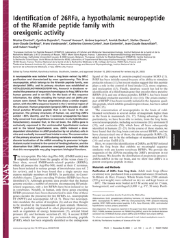 Identification of 26Rfa, a Hypothalamic Neuropeptide of the Rfamide Peptide Family with Orexigenic Activity