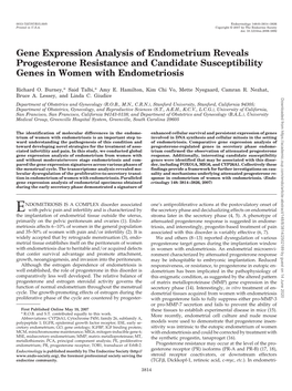 Gene Expression Analysis of Endometrium Reveals Progesterone Resistance and Candidate Susceptibility Genes in Women with Endometriosis