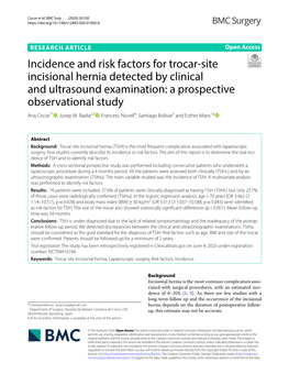 Incidence and Risk Factors for Trocar-Site Incisional