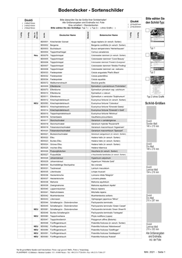 Bodendecker - Sortenschilder