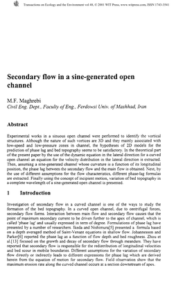 Secondary Flow in a Sine-Generated Open Channel