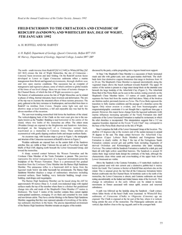 Field Excursion to the Cretaceous and Cenozoic of Redcliff (Sandown) and Whitecliff Bay, Isle of Wight, 5Th January 1992