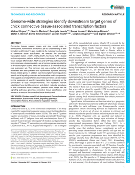 Genome-Wide Strategies Identify Downstream Target Genes of Chick Connective Tissue-Associated Transcription Factors