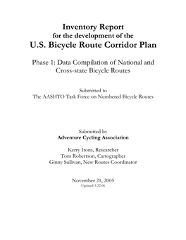 U.S. Bicycle Route Corridor Plan