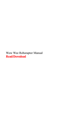 Wow Wee Roboraptor Manual