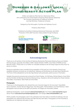 Dumfries & Galloway Local Biodiversity Action Plan
